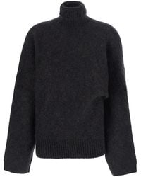 Ganni - Batwing Turtleneck Sweater Brushed Mohair Wool Top - Lyst