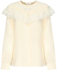 Chloé - Silk And Lace Ruffle Blouse - Lyst