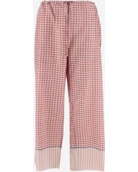 Péro - Pure Silk Pants With Check Pattern - Lyst