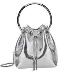 Jimmy Choo - Bon Bon Metallic Handbag With Metal Bracelet Handle And Chain-Link Shoulder Strap - Lyst