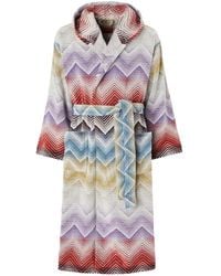 Missoni - Marea Bathrobe With Hood And All-Over Zigzag Motif - Lyst