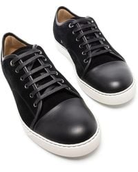 Lanvin - Men Suede Leather Captoe Low Top Sneakers - Lyst