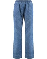 Pinko - Namibia Printed Cotton Trousers Wide-Leg - Lyst