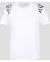 Alberta Ferretti - Embroidered Cotton T-shirt - Lyst