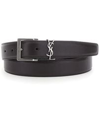 Saint Laurent - Belt Cassandre Plate Leather Calf - Lyst