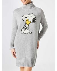 Mc2 Saint Barth - Woman Knit Dress With Snoopy Jacquard Print ©peanuts Special Edition - Lyst