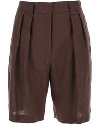 Le Plain - Linen Front Pleated Shorts For And Bermuda - Lyst