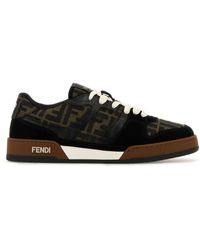 Fendi - Match Ff Jacquard Fabric And Suede Sneakers - Lyst