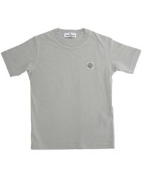 Stone Island - T-Shirt With Round Neck And Logo Patch Cotton T-Shirts - Lyst