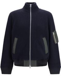 Sacai - Ribbed Sweater Wool Ovis Aries Jacket - Lyst