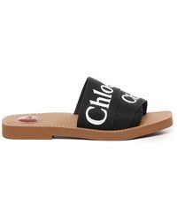 Chloé - Woody Linen Flat Sandals - Lyst