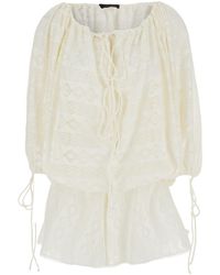 ANDAMANE - Wilma Jumpsuit With Long Balloon Sleeves And All-Over Embroidery - Lyst