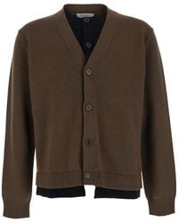 JW Anderson - Jw Anderson Cardigan With V-Neck And Layered Design - Lyst