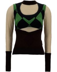 Marine Serre - Sweater With Crescent Moon And Diamond Motif In Cotton - Lyst