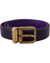 Dolce & Gabbana - Exotic Leather Metal Buckle Belt - Lyst
