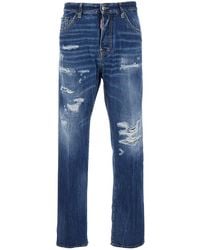 DSquared² - Jeans 642 With All-Over Ripped Details And Logo Patch On The Back - Lyst