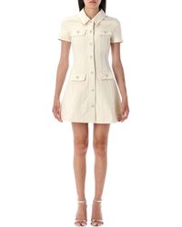 Self-Portrait - Cream Denim Mini Dress - Lyst