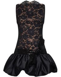 Self-Portrait - Self Portrait Lace Mini Dress With Bubble Hem - Lyst
