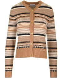 Ganni - Striped Cardigan - Lyst
