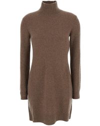 Max Mara - Dress With High Neck And Ribbed Trims - Lyst