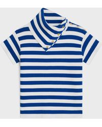 Celine - Top Col Montant En Coton-Royal - Lyst