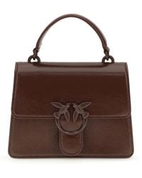 Pinko - Shiny Leather Love One Top Mini Handbag Goatskin/Hircus Goatskin Handbags - Lyst