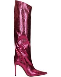 Alexandre Vauthier High Heels Boots In Fuxia Leather - Red