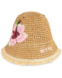 Etro - Raffia Bucket Hat With Embroidery - Lyst