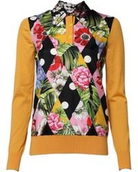 Dolce & Gabbana - Multicolor Floral Long Sleeves Polo Top - Lyst