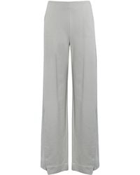 Dondup Wide Leg Trousers In Cotton Fleece - Grey