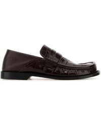 Loewe - Burgundy Leather Campo Loafers - Lyst