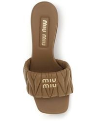Miu Miu - Sandals Logo Plaque Lambskin Upper Lamb (Ovis Aries) - Lyst