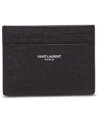 Saint Laurent - Card Holder Leather Calfskin Accessory - Lyst