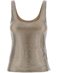 GIUSEPPE DI MORABITO - Clear Crystals Decoration Wide Neck Tank Top - Lyst