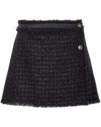 Versace - Vichy Tweed Wrap Mini Skirt - Lyst