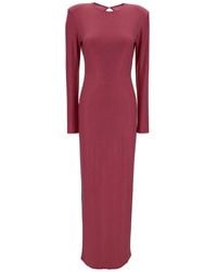 ROTATE BIRGER CHRISTENSEN - Red Maxi Dress With Rhinestone Embellishment In Stretch Fabric Woman - Lyst