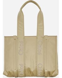 Chloé - Woody Medium Leather Nylon Bag - Lyst
