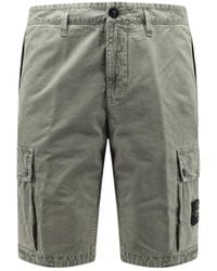 Stone Island - Organic Cotton Bermuda Shorts With Logo Patch - Lyst
