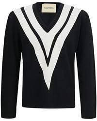 Valentino - V-Neck Sweater- Wool Polo Shirts - Lyst