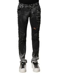 Dolce & Gabbana - Studded Distressed Jeans - Lyst