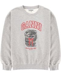 Ganni - Sweatshirt With Print Organic Cotton Sweatshirts - Lyst