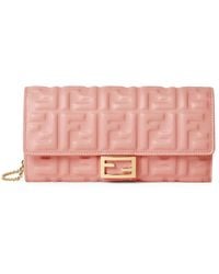 Fendi - Continental With Chain Baguette Leather Crossbody Bag - Lyst