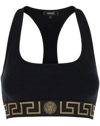 Versace - Sports Bra With Greca And Medusa Detail - Lyst
