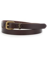 Saint Laurent - Belt Cassandre Plate Leather Calfskin - Lyst
