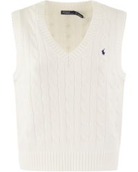 Polo Ralph Lauren - Plaited Cotton V-Neck Waistcoat - Lyst