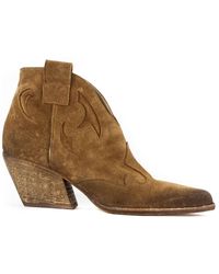 Elena Iachi - Suede Texan Ankle Boots - Lyst
