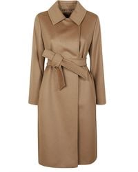 Max Mara - Double-Breasted Wool Coat with Belt - Lyst