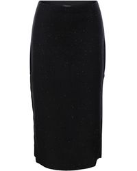Fabiana Filippi - Cotton And Linen Pencil Skirt With Micro Sequins - Lyst