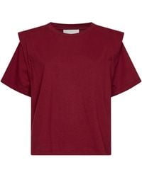 Isabel Marant - Dark Burgundy Cotton Jersey Zelitos T-Shirt With Shoulder Pads - Lyst