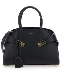 Ferragamo - Hug M Handbag With Logo And Gancini Buckle - Lyst